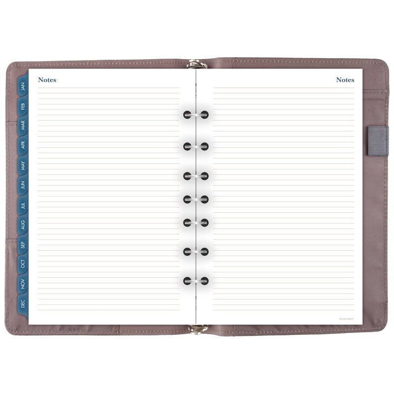 at-A-Glance Faux Leather Undated Starter Set, Tread Spine, 7-Ring, 5-1/2" x 8-1/2", Desk Size, Red Bungee Closure, Fashion, Gray (DR1107-040-13) - Image 5